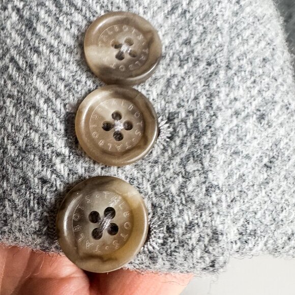 Talbots Grey Wool Blend Herringbone Classic One bUtton Blazer 14 - Picture 7 of 7